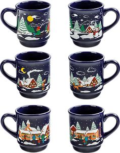 3er Set Glühweintassen Glühweinbecher Kinderpunschbecher Weihnachtstassen / 3 verschiedene Motive aus Keramik ca. 0,2ltr.