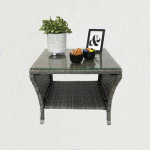 Beistelltisch Couchtisch Gartentisch Loungetisch Polyrattan 50x50x41cm Schwarz 
