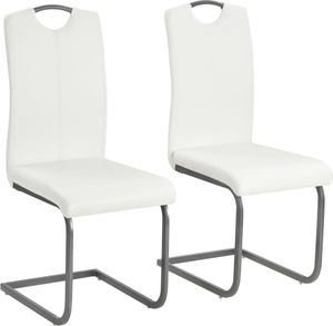 Möbel Küchenstuhl,Essstühle Freischwinger 2er Set Weiß Kunstleder DE40147