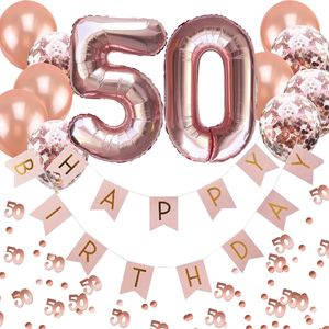 Oblique Unique 50. Geburtstag Party Deko Set - Girlande + Zahl 50 Ballons + Konfetti Luftballon Set + Konfetti