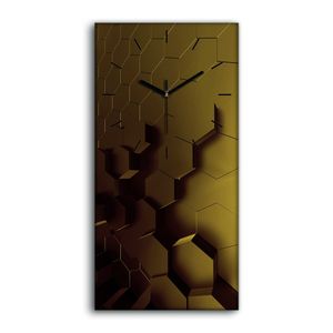 Wandbild Leinwand Bilder Wanduhr Geräuschlos 30x60 Abstrakte Kunst Hexagone - schwarze Hände