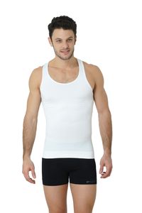 Formeasy Herren Bauch Weg Shirt Shapewear Unterhemd, Body Shape, Kompressionsunterhemd für Männer - Figurformend Shaper Bauchweg in Weiß, Gr. M