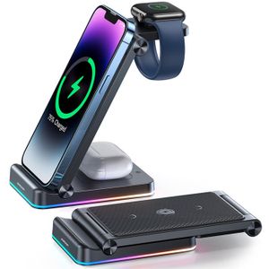 Schnell Ladegerät kabellos für iPhone Apple Watch Air Pods Handy Lade Station Universell passend Samsung Xiaomi Qi in schwarz