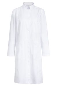 Greiff CARE Damen Mantel Arztkittel Langarm Stehkragen Druckknopf Rückenschlitz Rückengurt Regular Fit Baumwolle ® Weiß 50