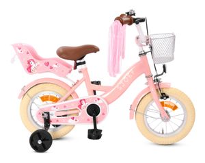 SJOEF Dolly Kinderfahrrad 12 Zoll | Kinder Fahrrad für Mädchen / Jugend | Ab 2-7 Jahren | 12 - 18 Zoll | inklusive Stützräder (Rosa)