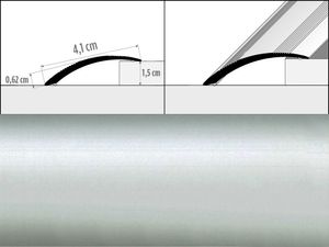 Listwy przejściowe A48 - SAMOLEPIACE szerokość 4,1 x wysokość 0,62 x długość 100 cm - srebrne