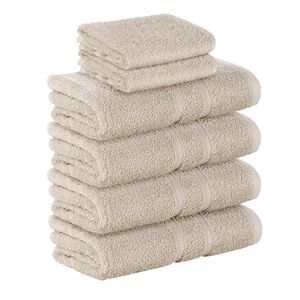 6 tlg. SET Premium Frottee 2x Gästehandtuch und 4x Handtuch in Sand Creme in 500g/m² aus 100% Baumwolle