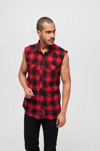 Pánská košile Brandit Checkshirt Sleeveless red/black - 5XL