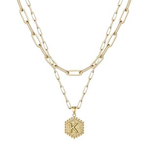 Anhänger-Halskette, wasserfest, vielseitig einsetzbar, glänzender Buchstabe, Gold-Schicht-Halskette als Geschenk-K