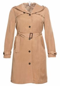 sheego Damen Große Größen Trenchcoat aus fließender Lyocell-Qualität Trenchcoat Citywear klassisch Knopfleiste unifarben