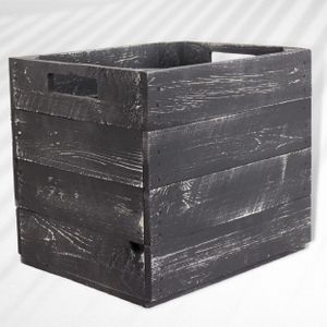 Holzkiste Regalkiste Shabby schwarz  passend für Kallax und Expeditregale Aufbewahrungskiste