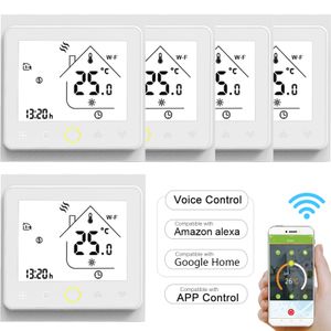 5X WiFi Intelligent Raumthermostat Thermostat wifi fußbodenheizung APP Control Voice Wandheizung, Warmwasserbereitung,Kompatibel mit Alexa/Google für zu Hause - weiß Innenthermometer