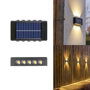 LED Solarleuchten Zaunleuchte 10 LED Wandlampen Gartenleuchte Außen Treppen Lampe, Solar Zaunleuchte Solarlampe (Warmweiß)