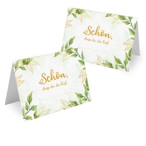 MAVANTO® 50x Design Tischkarten Hochzeit Geburtstag DIN A7 - Platzkarten zum Beschriften in vielen verschiedenen Designs (Immergrün)