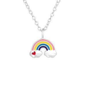 Kette Kinder Silber 925: Mädchen Halskette mit Anhänger Regenbogen (Rainbow)