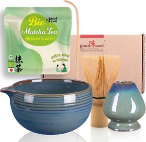 Matcha čajový set "Menouseki" s japonským práškem Matcha | Matcha miska s nalévačem