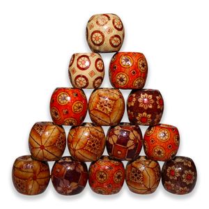 HANDI STITCH 200er Pack Natürliche Bunte Holzperlen Zum Auffädeln - 1,7 cm Größe mit 6 mm Loch - Perlen zum Auffädeln Erwachsene für Dekorative DIY-Kunst, Deko & Makramee Perlen
