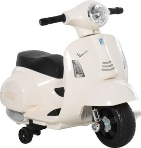 HOMCOM VESPA Elektromotorrad Kindermotorrad Elektrofahrzeug 18-36 Monate 3 km/h LED-Licht Sound Kunststoff-kunststoff Metall Weiß 66,5 x 38 x 52 cm