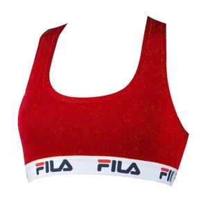 FILA Damen Bustier -  ungepolsterter Bra, ohne Bügel, Baumwolle, einfarbig Rot M (Medium)