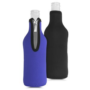 kwmobile 2x 330ml Flasche Flaschenkühler - für Bier und andere Getränke - aus isoliertem Neopren - Kühler in Schwarz Blau