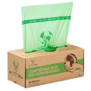Mr. Green Mind kompostierbare müllbeutel 6 Liter 150 Stück – 35 x 36 cm – 100 % kompostierbare Abfallbeutel – Inkl. Spender