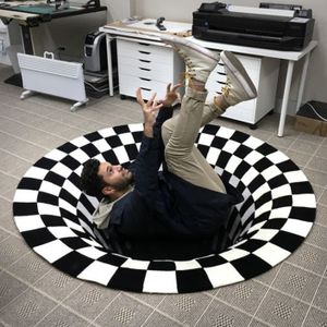 Melario 3D Printed Round Vortex Illusion Anti-slip Living room Rug Carpet Floor Door Mat 80x80cm
