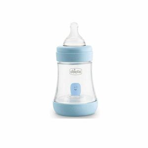 Chicco Perfect 5 Anti-Kolik-Flaschen mit Silikon-Saugnapf für 0+ Monate, biofunktionell mit Intuiflow-System, blau, 150 ml 0+ Monate