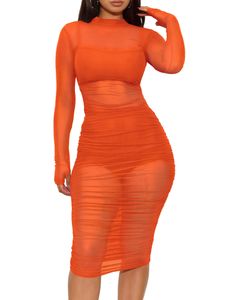 Damen Cocktailkleider See Through Bodysuit Babydoll Transparent Strumpfband Dessous Set 2482 Orange,Größe XL