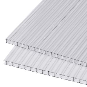 SWANEW 14x Polycarbonat Hohlkammerstegplatten 4mm 10,25 m² Doppelstegplatte 1210x605 Stegplatte Gewächshausplatte