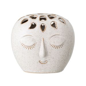 Bloomingville Vase Creme Weiß Oval mit Gesicht 14,5 cm
