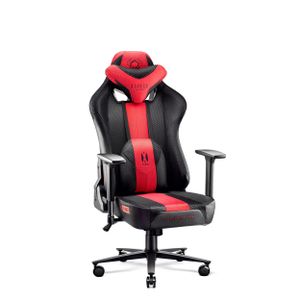 Diablo X-Player Gaming Stuhl für Kinder Bürostuhl Schreibtischstuhl Stoff 3D Armlehnen Ergonomisches Design Nacken/- Lendenkissen (Anthrazit-Rot, Kindergröße)