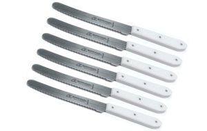 6 Stück Tafelmesser POM Weiß Marsvogel Solingen Brotzeitmesser Messer