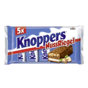 Storck Knoppers Nussriegel - Milchschokolade mit Haselnusscreme und Waffel 200 Gramm 5 Stück 1 Packung