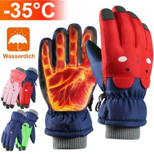 Kinder Handschuhe Winter Outdoor Warme Winddichte Wasserdicht Winterhandschuhe Sport Fahrradhandschuhe, Rot Blau