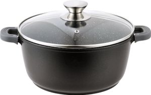 Cheffinger, indukčný hrniec s nepriľnavým mramorovým efektom 28 cm s pokrievkou, čierny