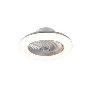 QAZQA - Design Deckenventilator mit beleuchtung silber dimmbar - Clima Dimmer I Dimmbar I Wohnzimmer I Schlafzimmer - Kunststoff Rund - I (nicht austauschbare) LED
