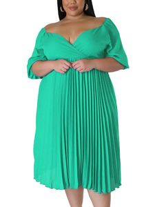 Damen Abendkleider Große Größe Kleider Ballkleid Midikleid Einfarbig Sommerkleid Grün,Größe 4XL