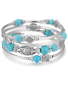 ALSTER HERZ Wickelarmband Damen Wickelarmband, Achat-Steine Perlen Armkette, angenehm zu tragen, ideales Geschenk für Frauen, J0555, 2 Stück