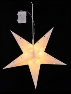 Stern Weihnachtsstern 12 LED 44cm batteriebetrieben innen außen Timer (Weiß)