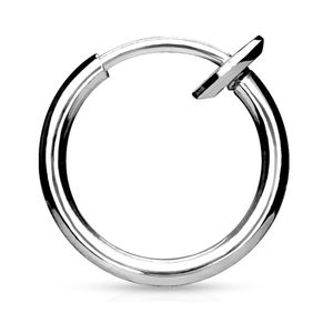 Silber - Fake Piercing Ring mit Springverschluss Silber aus Edelstahl Uni