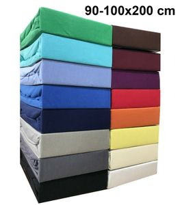 Jersey Spannbettlaken 90-100x200 cm Spannbettuch 100% Baumwolle Bettlaken, Weiß