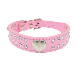 Hundehalsband für Hunde und Katzen, Kristall, glänzendes Kunstleder, Strass, Welpenhalsband, Diamant, verstellbares, glänzendes Halsband für kleine und mittlere Hunde und Katzen [M] 1 Stück (Rosa)