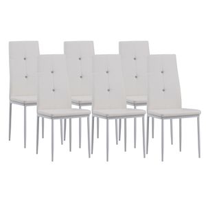 Albatros jedálenské stoličky DIAMOND set 6, biela - Elegantný diamantový vzhľad, čalúnená stolička s poťahom z imitácie kože, moderný štýlový dizajn pri jedálenskom stole, kuchynská stolička, stolička do jedálne s vysokou nosnosťou