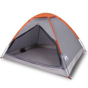 vidaXL Kuppel-Campingzelt 4 Personen Grau und Orange Wasserdicht