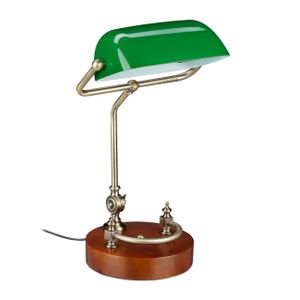 relaxdays Bankerlampe mit grünem Schirm