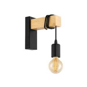 EGLO LED-Wandleuchte Townshend 1 Lampe Holz Schwarz und Beige