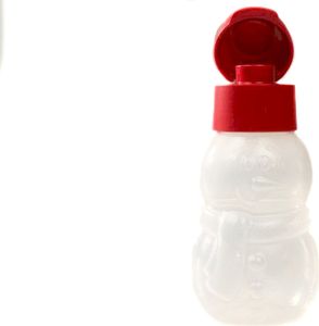TUPPERWARE To Go Flasche Kinder "Schneemann" 350 ml tranparent/rot mit Glitzer EcoEasy