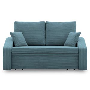 Sofa DORMA 148x86 - mit schlaffunktion - Farben zur Auswahl - komfortables Sofa - mit Bettkasten - Stoff POSO 026 Himmelblau