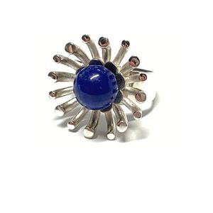 Ring Silber 925/-  Lapis Lazuli Kugel 10mm Handarbeit Unikatschmuck #61