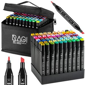 Twin Tip Marker RAGI, 80 Farben Filzstifte, Alkoholbasierte Künstlermarker